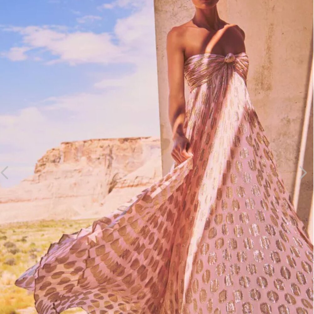 Alexis Maryana Maxi Dress Gown S/M/L Murex Pink Blush Gold Vacation - Picture 4 of 10